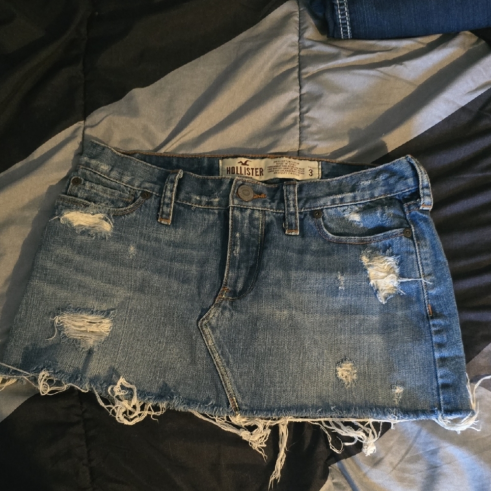 Hollister Distressed Blue Mini Skirt